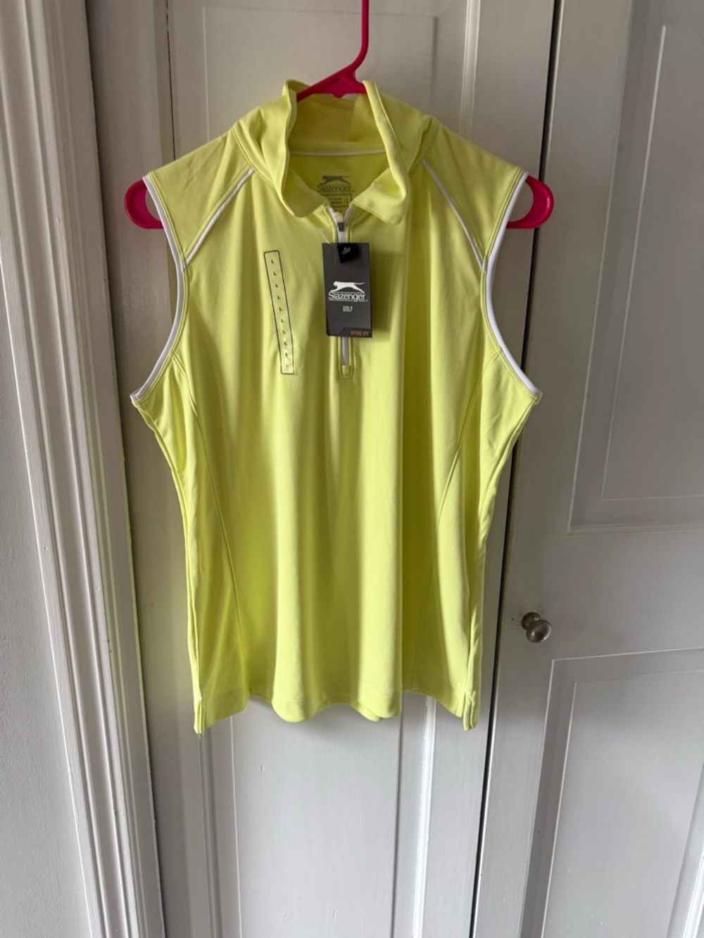 Slazenger NWT  Golf Sleeveless Polo - Lime Yellow dry fit